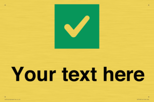 Custom plain background, green square with tick sign